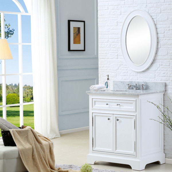 Water Creation Derby 24W 24" Solid White Single Sink Bathroom Vanity