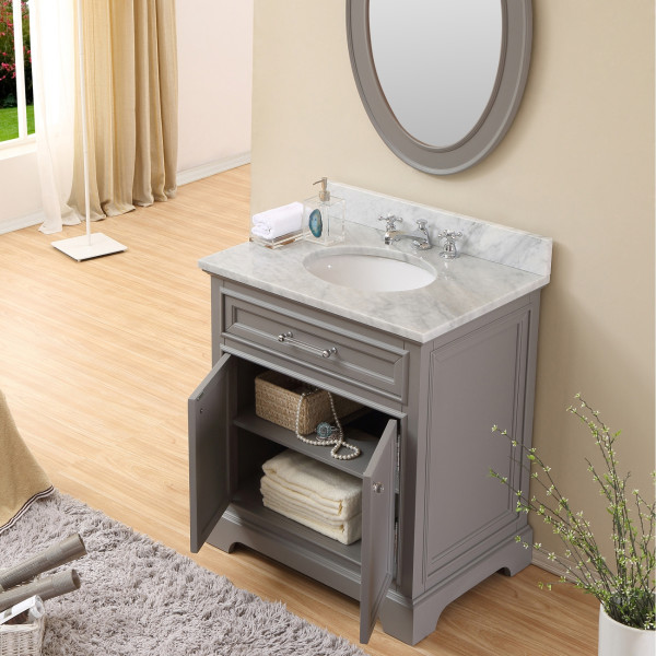 Water Creation Derby 30GF 30" Grey Single Sink Bathroom Vanity with Faucet