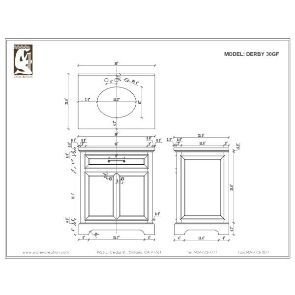 Water Creation Derby 30GF 30" Grey Single Sink Bathroom Vanity with Faucet