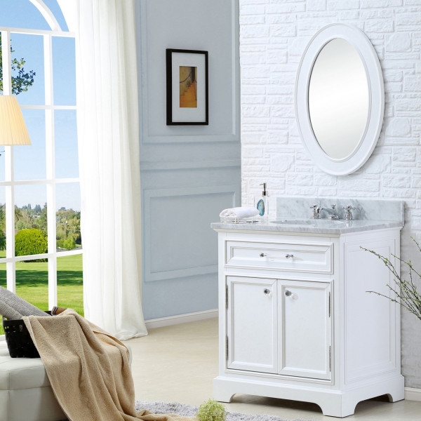Water Creation Derby 30WB 30" Single Sink Bath Vanity With Matching Mirror