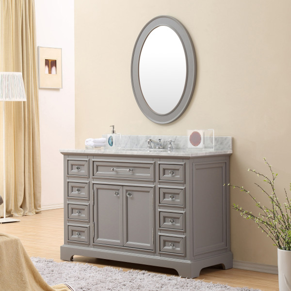 Water Creation Derby48GB Cashmere Grey Single Sink Bath Vanity with Mirror