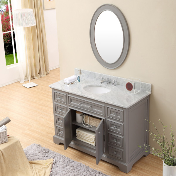 Water Creation Derby48GB Cashmere Grey Single Sink Bath Vanity with Mirror