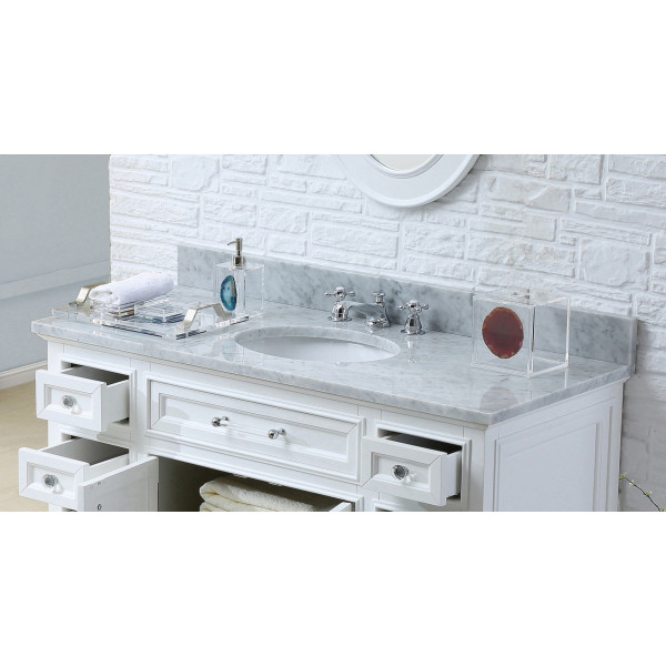 Water Creation Derby 48WF 48" Solid White Single Sink Bath Vanity & Faucet