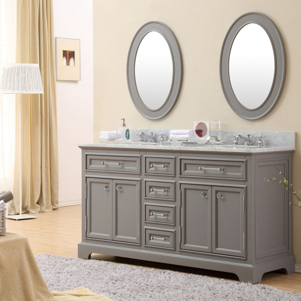 Water Creation Derby60G Wood Cashmere Grey Double Sink Bathroom Vanity