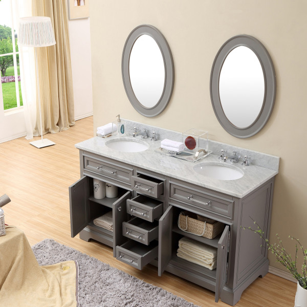 Water Creation Derby60G Wood Cashmere Grey Double Sink Bathroom Vanity
