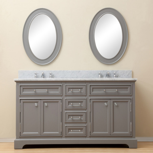 Water Creation Derby60GF Grey Double Sink Bathroom Wood Vanity with Faucet