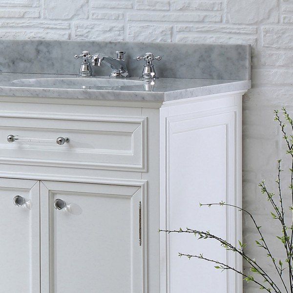 Water Creation Derby 60WF 60" Solid White Double Sink Bath Vanity & Faucet