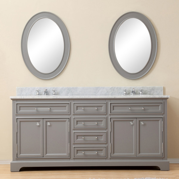 Water Creation Derby72GBF Grey Double Sink Vanity with Mirrors And Faucets