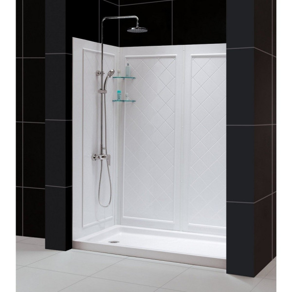 Dreamline DL-6116C-CL Clear Shower Door, 30" by 60" Base and Backwall Kit