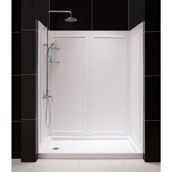 Dreamline DL-6116L-CL Clear Shower Door, 30" by 60" Base and Backwall Kit