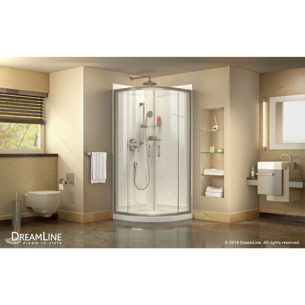 DreamLine DL-6152-04CL Brushed Nickel Shower Enclosure W/ Base & Backwalls