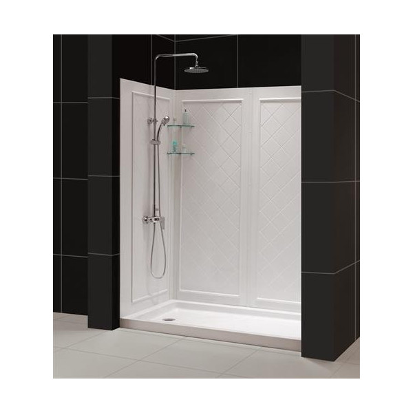 DreamLine DL-6189C-01 SlimLine 30"x60" Shower Base & QWALL-5 Backwall Kit Center