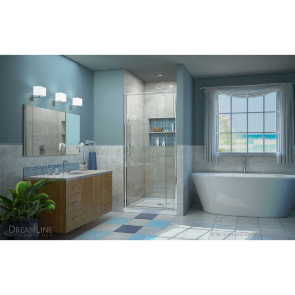 DreamLine DL-6215C-01CL Flex 32-in. Frameless Shower Door and Base Kit, Chrome