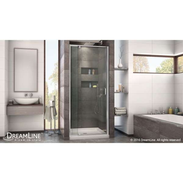 DreamLine DL-6216C-01CL Flex Frameless Shower Door and Base Kit, Chrome Hardware