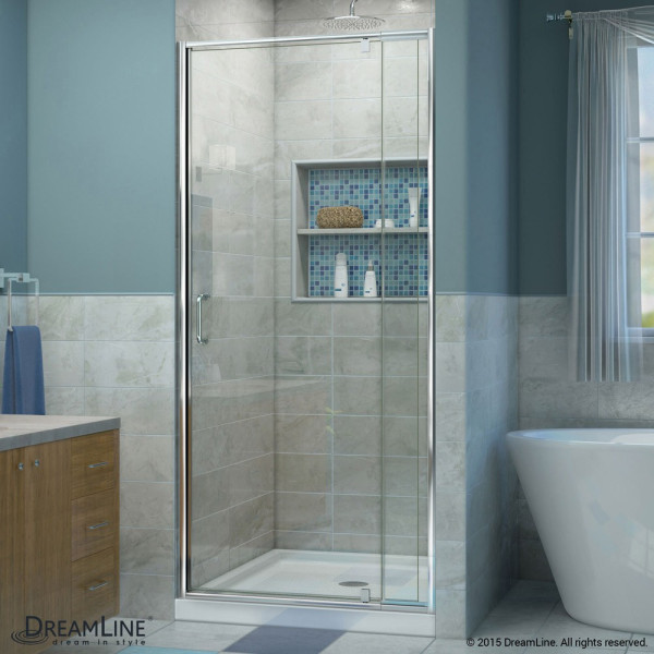 DreamLine DL-6216C-01CL Flex Frameless Shower Door and Base Kit, Chrome Hardware