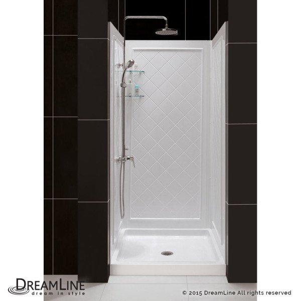 DreamLine DL-6217C-01CL Flex Chrome Frameless Shower Door Backwall and Base Kit