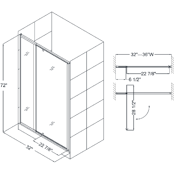 DreamLine DL-6218C-01CL Flex 36-in. Frameless Shower Door In Chrome Hardware