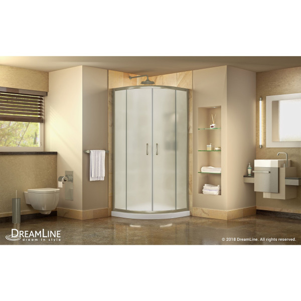 DreamLine DL-6701-04FR Frosted Shower Enclosure In Brushed Nickel with Base