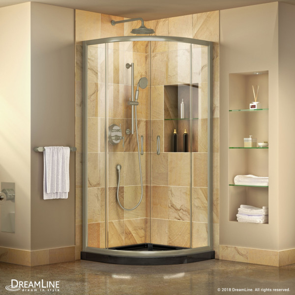 DreamLine DL-6701-89 Clear Glass Sliding Shower Enclosure with Base