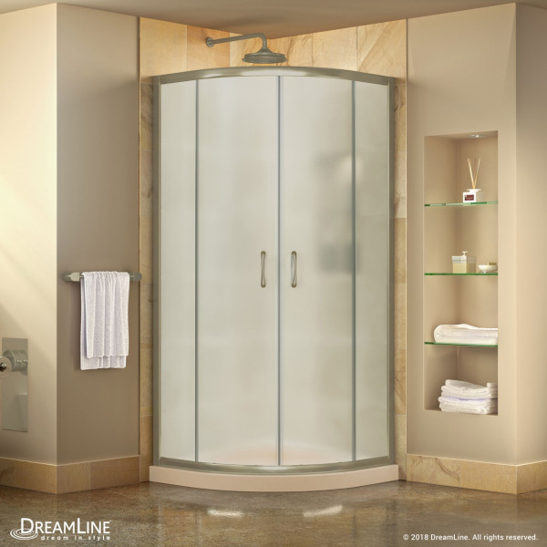 DreamLine DL-6702-22-FR Prime Frosted Shower Enclosure with Biscuit Base