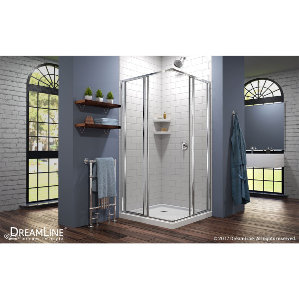 DreamLine DL-6709-01 Chrome Cornerview Sliding Shower Enclosure with Base