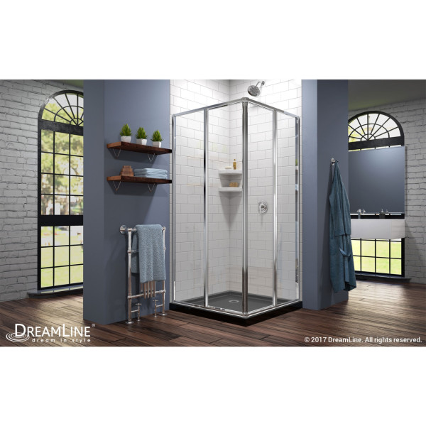 DreamLine DL-6710-88-01 Shower Enclosure In Chrome with Black Acrylic Base