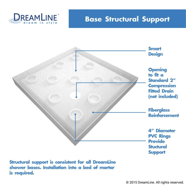 DreamLine DL-6714-01CL Flex Frameless Shower Enclosure With Base Kit In Chrome