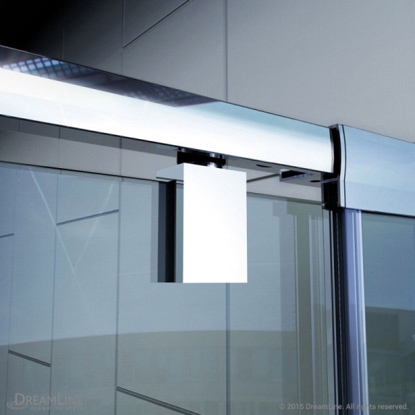 DreamLine DL-6714-04CL Brushed Nickel Frameless Shower Enclosure White Base
