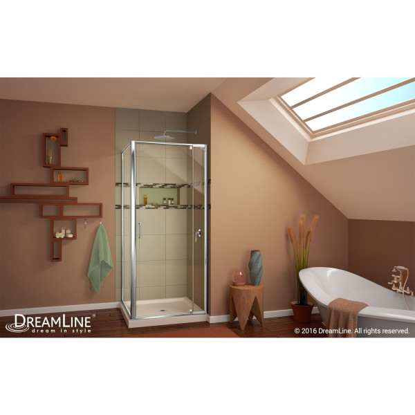 DreamLine DL-6715-01CL Chrome Hardware Frameless Shower Enclosure With Base Kit