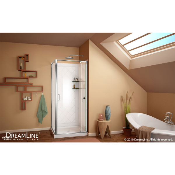 DreamLine DL-6716-01CL Chrome Frameless Shower Enclosure W Backwall & Base Kit