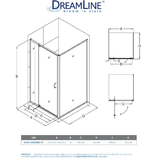 DreamLine DL-6716-01CL Chrome Frameless Shower Enclosure W Backwall & Base Kit