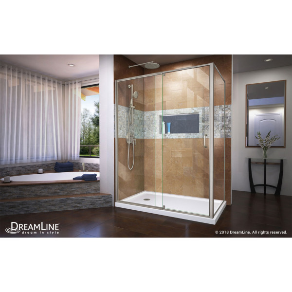 DreamLine DL-6720L-CL Frameless Shower Enclosure with Left Drain White Base