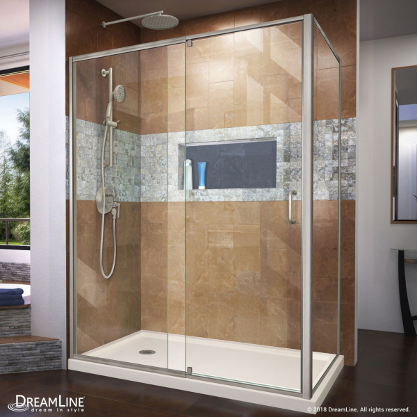 DreamLine DL-6720L-22 Pivot Shower Enclosure with Left Drain Biscuit Base