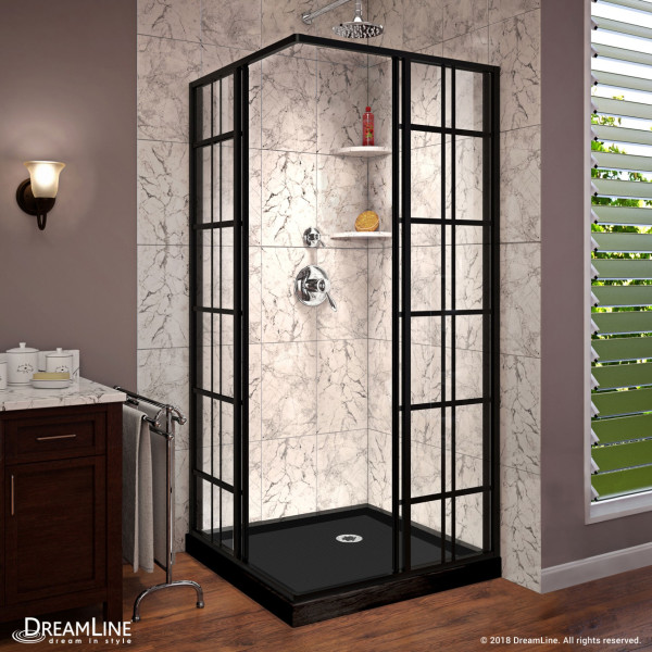 DreamLine DL-6790-09 Sliding Shower Enclosure In Satin Black with Base