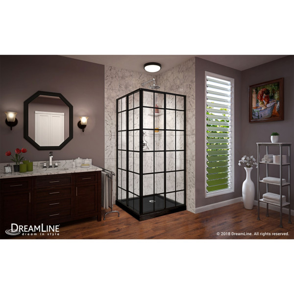 DreamLine DL-6790-09 Sliding Shower Enclosure In Satin Black with Base