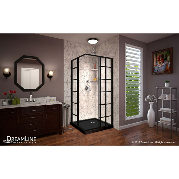 DreamLine DL-6790-09 Sliding Shower Enclosure In Satin Black with Base