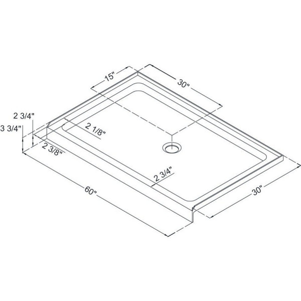 Dreamline DL-6970C-FR Frosted Shower Door and 30" by 60" Base Center Drain  