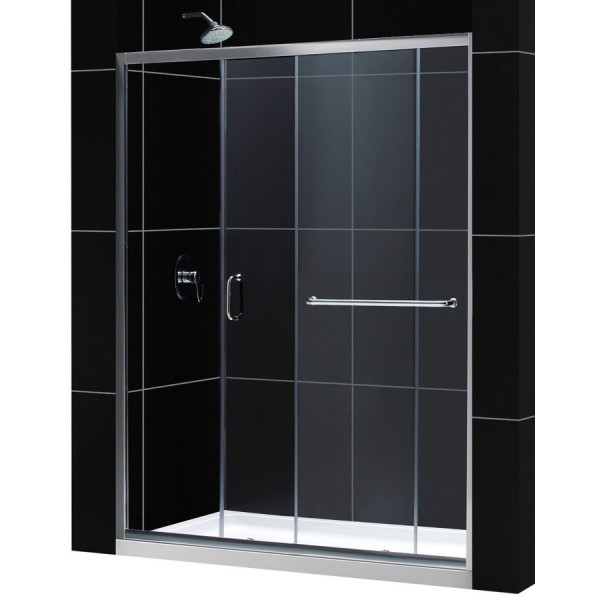 Dreamline DL-6972L-FR Frosted Shower Door and 34" by 60" Base Left Drain
