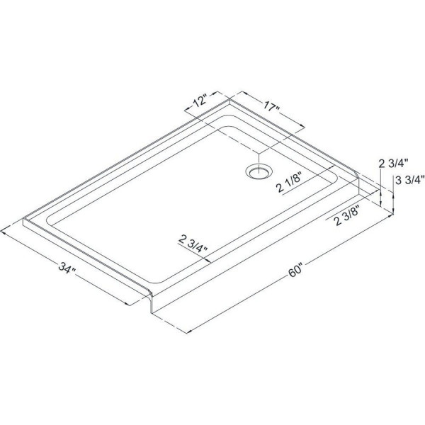 Dreamline DL-6972R-CL Clear Shower Door and 34" by 60" Base Right Drain