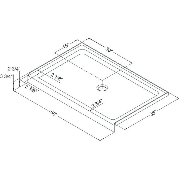 Dreamline DL-6973C-CL Clear Shower Door and 36" by 60" Base Center Drain
