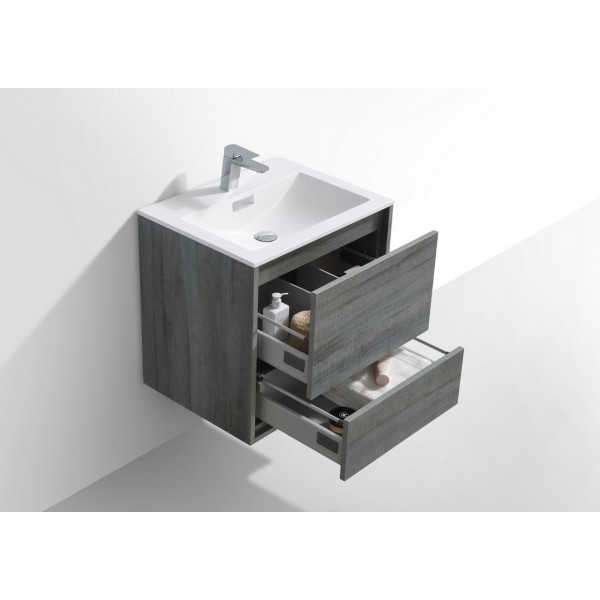 KubeBath DL24 DeLusso 24" Wall Mount Modern Bathroom Vanity