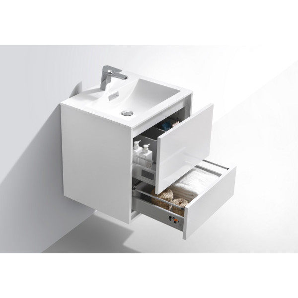 KubeBath DL24 DeLusso 24" Wall Mount Modern Bathroom Vanity