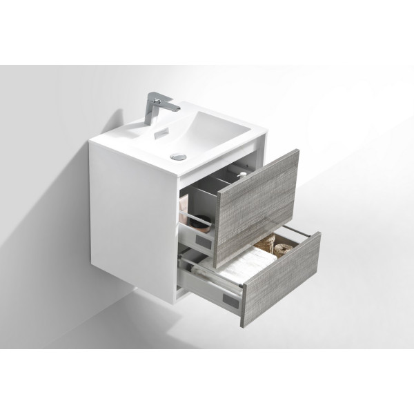 KubeBath DL24 DeLusso 24" Wall Mount Modern Bathroom Vanity