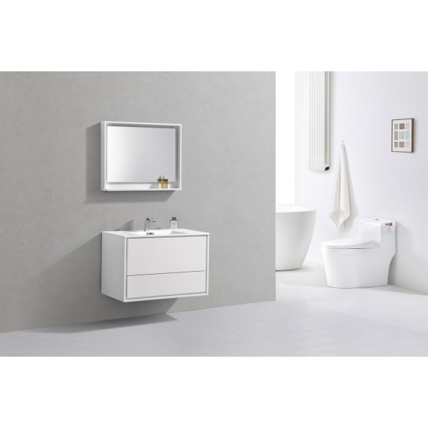KubeBath DL36 DeLusso 36" Wall Mount Modern Bathroom Vanity