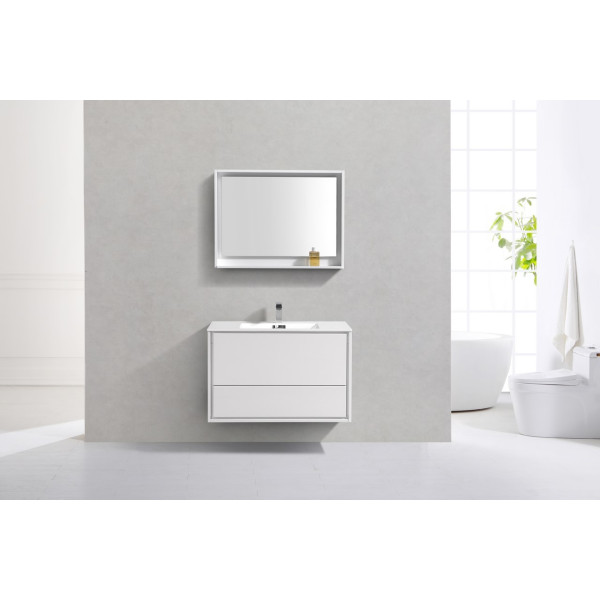 KubeBath DL36 DeLusso 36" Wall Mount Modern Bathroom Vanity