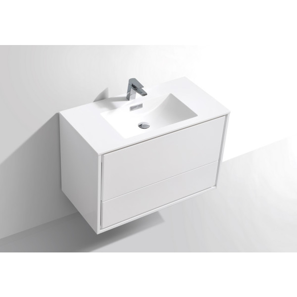 KubeBath DL36 DeLusso 36" Wall Mount Modern Bathroom Vanity