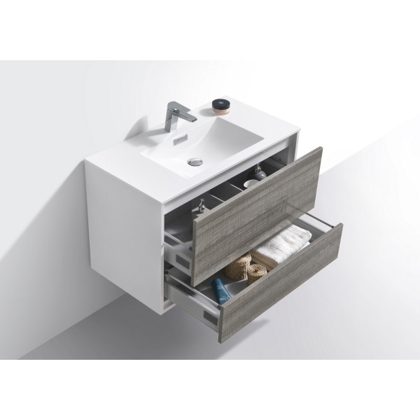 KubeBath DL36 DeLusso 36" Wall Mount Modern Bathroom Vanity