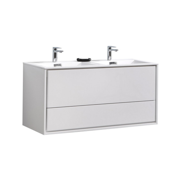 KubeBath DL48D DeLusso 48" Double Sink Wall Mount Modern Bathroom Vanity