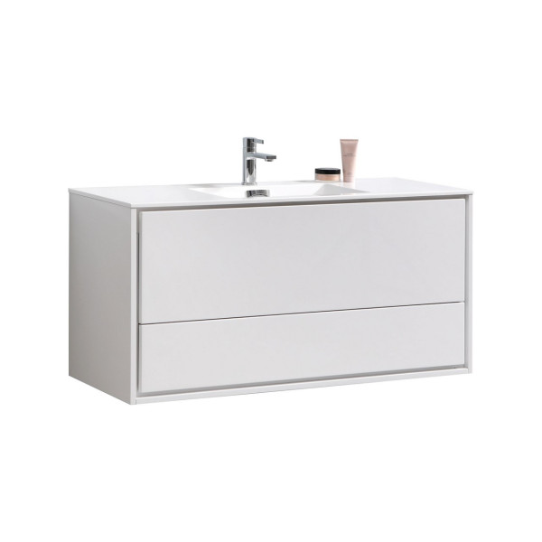 KubeBath DL48S DeLusso 48" Single Sink Wall Mount Modern Bathroom Vanity