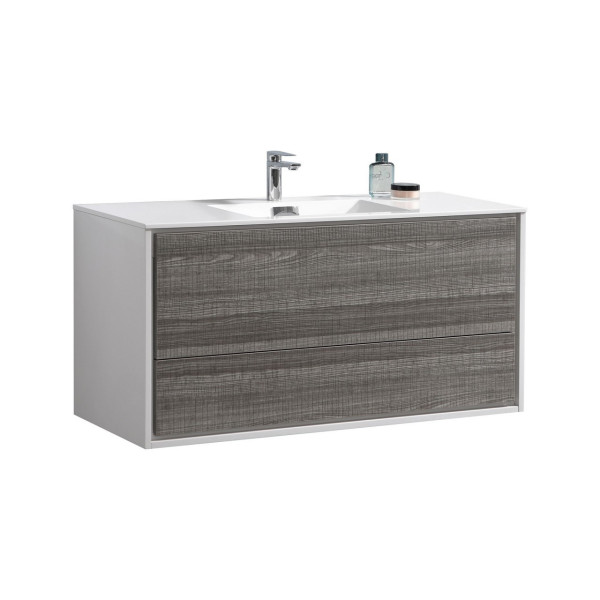 KubeBath DL48S DeLusso 48" Single Sink Wall Mount Modern Bathroom Vanity